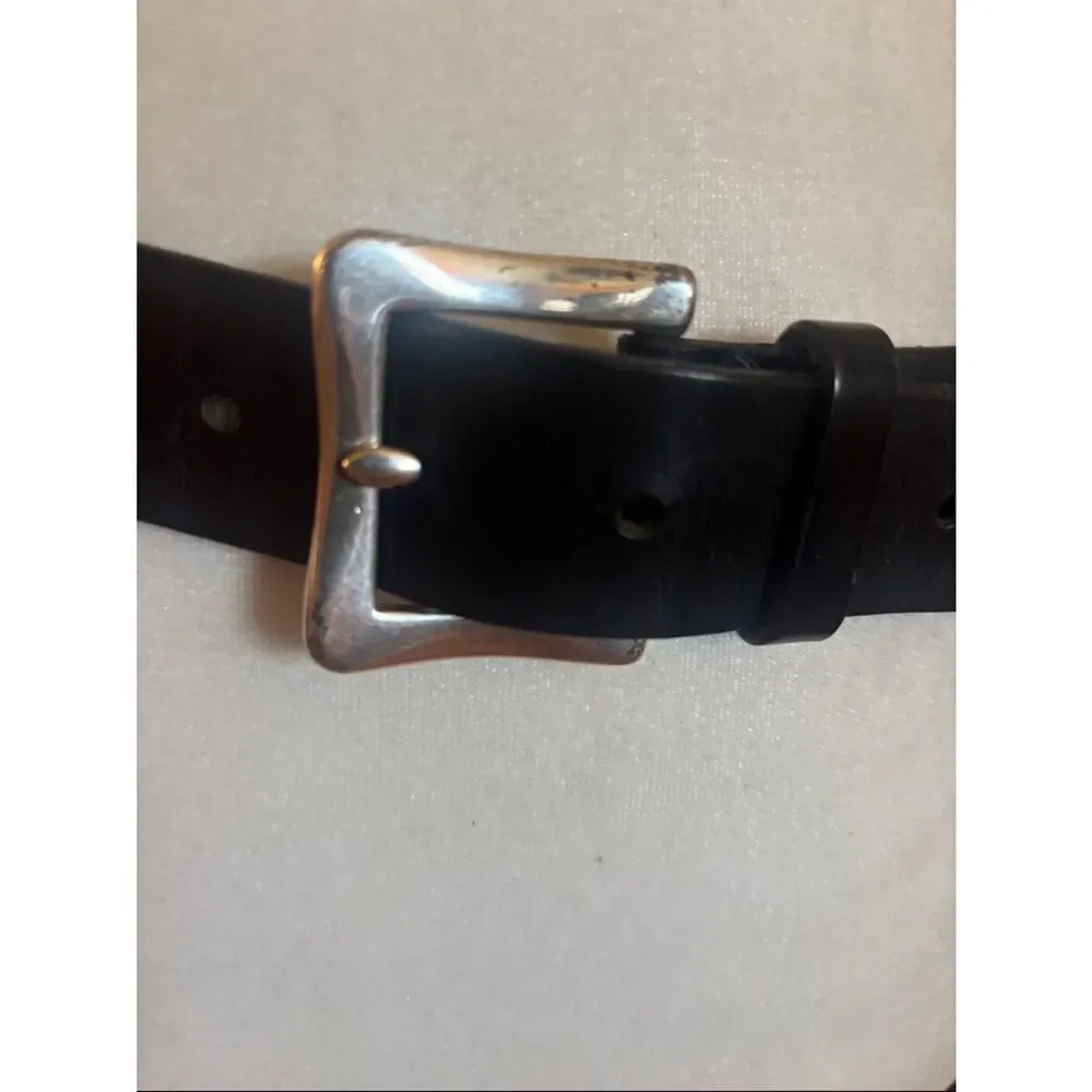 Gap Black Leather Belt with Silver Buckle -  S